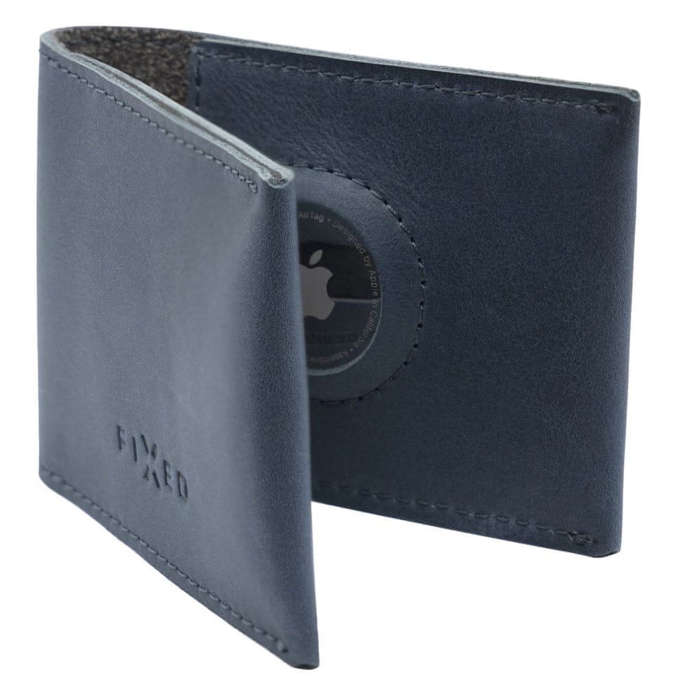 FIXED Kožená peňaženka Wallet for AirTag z pravej hovädzej kože FIXWAT-SMMW2-BL, modrá